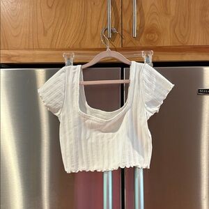 Aerie White Ribbed Women's Cropped Top